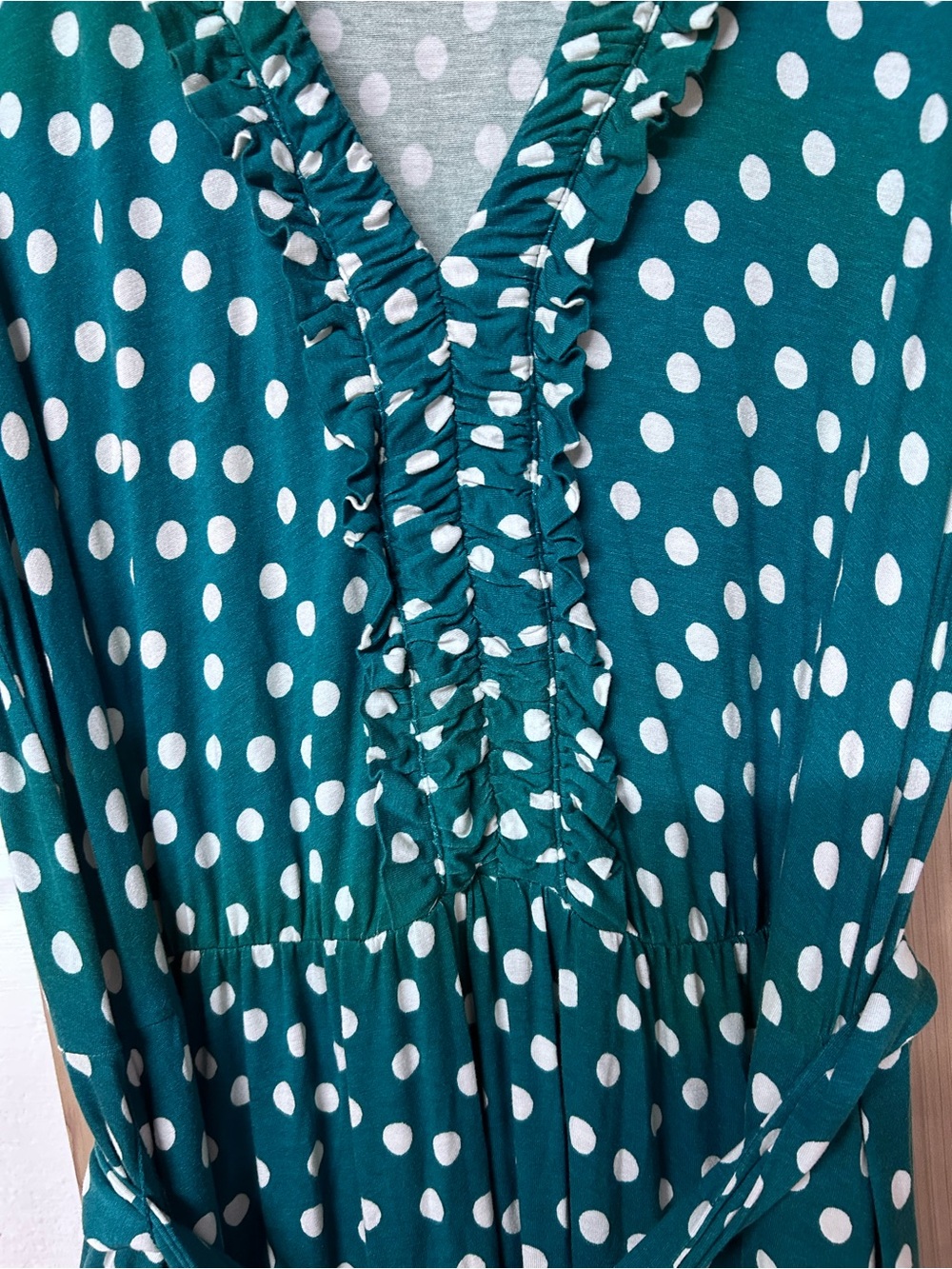 Boden Nicola Green Polka Dot Jersey Tea Dress Midi Fit & Flare Women’s 18 - Picture 5 of 6